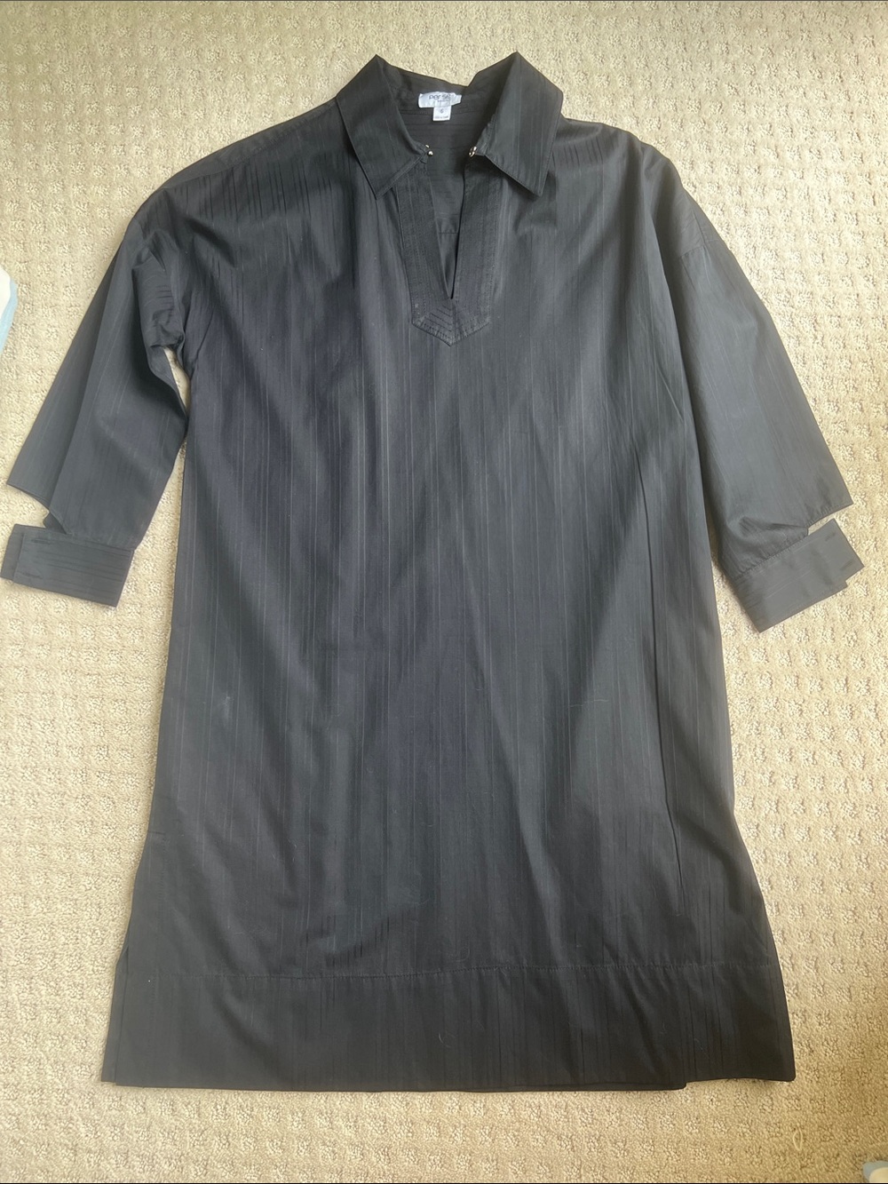 Per Se black cotton shift dress. Size 6. 3/4 sleeve